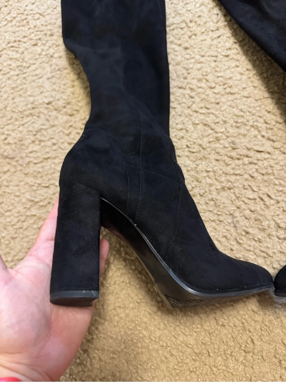 Marc Fisher Neela Black Suede Over The Knee Block Heel Boots Size 7.5